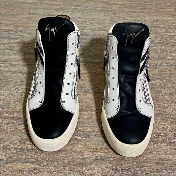 Giuseppe Zanotti Coby Leather Black and White High-Top Men's Sneakers